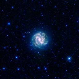 This image from NASA's Wide-field Infrared Survey Explorer shows the nearby galaxy M83. This is a spiral galaxy approximately 15 million light-years away in the constellation Hydra, sometimes referred to as the southern Pinwheel galaxy.