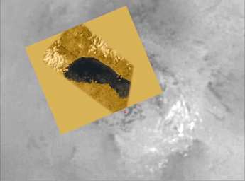 This image is from an animation that glides along the shoreline of Ontario Lacus, the largest lake on the southern hemisphere of Saturn's moon Titan. The animation is based on overlapping radar images obtained by NASA's Cassini spacecraft.
