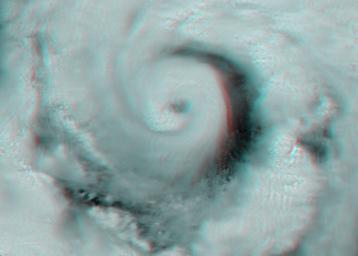 This view of Hurricane Alex in the western Gulf of Mexico was acquired by the Multi-angle Imaging SpectroRadiometer instrument aboard NASA's Terra satellite just after noon Central Daylight Time on June 30, 2010. 3D glasses are necessary.