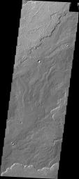 This image, captured by NASA's Mars Odyssey on May 23, 2010 of Daedalia Planum, shows various lava flows from Arsia Mons.