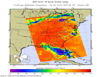 Tropical Storm Bonnie, now a depression, rakes South Florida in this infrared image from NASA's Atmospheric Infrared Sounder, en route to a weekend run-in with the Gulf of Mexico and the Gulf oil spill.