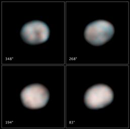 NASA's Hubble Space Telescope snapped these images of the asteroid Vesta in preparation for the Dawn spacecraft's visit in 2011. The images show the difference in brightness and color on the asteroid's surface.