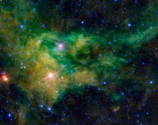 NASA's Wide-field Infrared Survey Explorer captured this colorful image of the nebula BFS 29 surrounding the star CE-Camelopardalis, found hovering in the band of the night sky comprising the Milky Way.