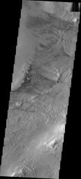 This image captured NASA's Mars Odyssey shows part of a landslide deposit in Melas Chasma.