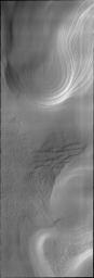 This image captured by NASA's Mars Odyssey shows layering in the south polar cap.