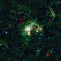 In the Perseus spiral arm of the Milky Way galaxy, opposite the galactic center, lies the nebula SH 2-235. As seen in infrared light, NASA's Wide-field Infrared Survey Explorer reveals SH 2-235 to be a huge star formation complex.