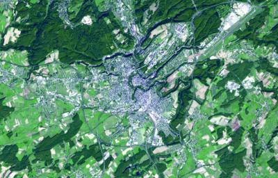 NASA's Terra spacecraft acquired this image of the City of Luxembourg, one of Europe's greatest fortified states. With a population of about 90,000, the city is the capital of the Grand Duchy of Luxembourg.