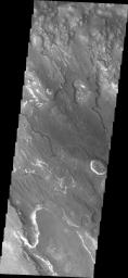 This image captured by NASA's 2001 Mars Odyssey shows a portion of Aram Chaos.