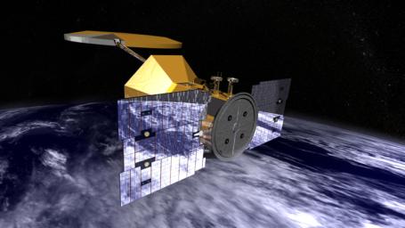 Artist's concept of NASA's Aquarius/SAC-D observatory. SAC-D observatory will provide NASA's first space-based global measurements of salinity at the ocean surface.