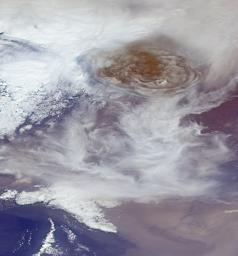 NASA's Terra spacecraft captured this image of Grímsvötn, the most active of Iceland's volcanoes, which began erupting around 5:30 p.m. local time (1730 UTC) on Saturday, May 21, 2011, east of the capital city of Reykjavik.