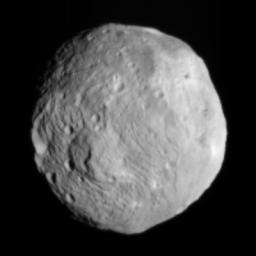 NASA's Dawn spacecraft obtained this image of the giant asteroid Vesta with its framing camera on July 9, 2011. Vesta is also considered a protoplanet because it is a large body that almost became a planet.