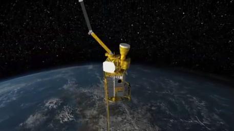 This image, created at the Jet Propulsion Laboratory (JPL), shows the Soil Moisture Active Passive (SMAP) mission, specifically depicting how the scanning antenna will fly in space and the swath coverage over the Earth.