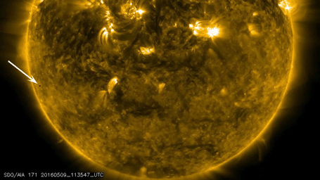 On May 9, 2016, Mercury passed directly between the Sun and Earth, making a transit of the Sun. Mercury transits happen about 13 times each century. NASA's SDO studies the Sun 24/7 and captured the eight-hour event.