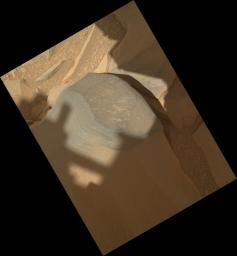 NASA's Mars rover Curiosity held its MAHLI camera about 10.5 inches (27 centimeters) away from the top of a rock called 'Bathurst Inlet' for a set of eight images combined into this merged-focus view of the rock.
