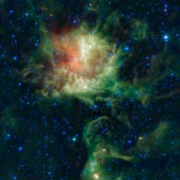 NASA's Wide-field Infrared Survey Explorer observed the star-forming cloud NGC 281 in the constellation of Cassiopeia as it appears to be chomping through the cosmos, earning it the nickname the 'Pacman' nebula.