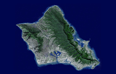 Sometimes called 'The Gathering Place,' Oahu is the third largest of the Hawaiian Islands. This image was captured by NASA's Terra spacecraft. A flyover was created by draping ASTER image data acquired January 13, 2010.