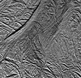 This image shows rough ice in the southern part of Saturn's moon Enceladus. It was created using synthetic-aperture radar (SAR) data acquired by NASA's Cassini spacecraft on Nov. 6, 2011.