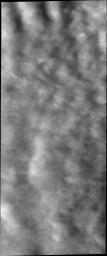 With the changing of seasons comes changes in weather. This image from NASA's 2001 Mars Odyssey spacecraft shows clouds in the north polar region. The surface is just barely visible in part of the image.