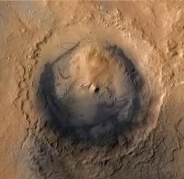 As of June 2012, the target landing area for NASA's Mars Science Laboratory mission is the ellipse marked on this image of Gale Crater. The ellipse is about 12 miles long and 4 miles wide (20 kilometers by 7 kilometers).