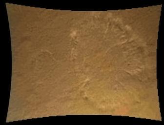 This color thumbnail image was obtained by NASA's Curiosity rover. A dust cloud was generated when the Curiosity rover was being lowered to the surface while the sky crane hovered above.