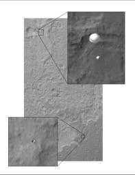 Late last night, in the morning hours of Aug. 6, as NASA's Curiosity rover fell to the surface of Mars, NASA's Mars Reconnaissance Orbiter (MRO) captured an image of the rover gliding on its parachute.