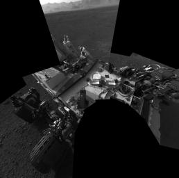 This full-resolution self-portrait shows the deck of NASA's Curiosity rover from the rover's Navigation cameras. This full-resolution self-portrait shows the deck of NASA's Curiosity rover from the rover's Navigation cameras.