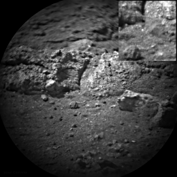 NASA's Curiosity rover shot its laser 50 times at rocks exposed by thrusters on the rover's sky crane at the scour mark called 'Goulburn.'