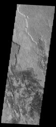 This image captured by NASA's 2001 Mars Odyssey spacecraft shows a small portion of the lava flows of Solis Planum.