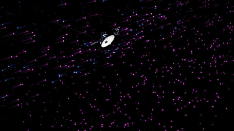 This image from a set of animations show NASA's Voyager 1 spacecraft exploring a new region in our solar system called the 'magnetic highway'.