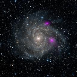 This new view of spiral galaxy IC 342, also known as Caldwell 5, includes data from NASA's Nuclear Spectroscopic Telescope Array, or NuSTAR. IC 342 lies 7 million light-years away in the Camelopardalis constellation.
