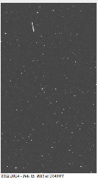 An animated set of images, from the telescope known as the iTelescope.net Siding Spring Observatory, shows asteroid 2012 DA14 as the streak moving from top to bottom in the field of view. The animation is available in the Planetary Photojournal.