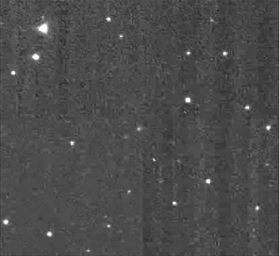 This frame from an animation series of images of comet C/2012 S1 (ISON) was taken by the Medium-Resolution Imager of NASA's Deep Impact spacecraft over a 36-hour period on Jan. 17 and 18, 2013.