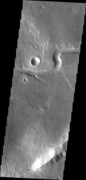 This unnamed channel is located east of Baetis Chaos as seen by NASA's 2001 Mars Odyssey spacecraft.