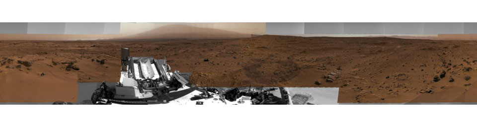 This image from NASA's Curiosity Mars rover shows Curiosity at the 'Rocknest' site where the rover scooped up samples of windblown dust and sand.