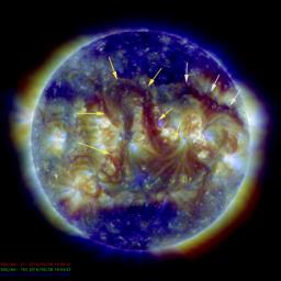 The two most noteworthy features on the sun this week were a pair of elongated filaments, as seen by NASA's Solar Dynamics Observatory on Sept. 8, 2016.