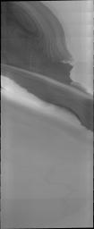 This image captured by NASA's 2001 Mars Odyssey spacecraft shows polar layers on Mars that look eerily like an alien head.