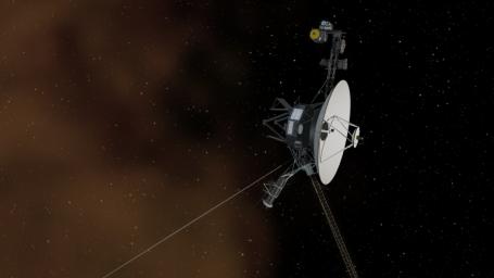 This artist's concept depicts NASA's Voyager 1 spacecraft entering interstellar space. Interstellar space is dominated by the plasma, or ionized gas, that was ejected by the death of nearby giant stars millions of years ago.