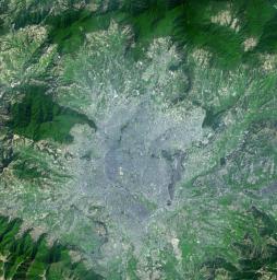 This image, acquired by NASA's Terra spacecraft, shows Kathmandu, the capital of Nepal, with a population of about 2.5 million inhabitants for the greater metropolitan area.