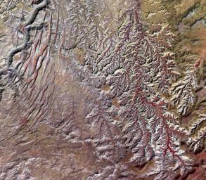 This image, acquired by NASA's Terra spacecraft, is of Canyonlands National Park, Utah, a showcase of geology in the southwest desert of the United States.