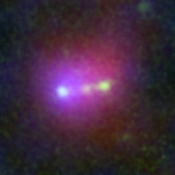 The big blob-like structure shown here, named Himiko after the legendary ancient queen of Japan, turns out to be three galaxies thought to be in the process of merging into one.