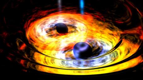 NASA's Wide-field Infrared Survey Explorer, or WISE, helped lead astronomers to what appears to be a new example of a dancing black hole duo.