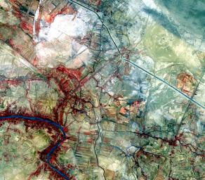 This image, acquired by NASA's Terra spacecraft, is of the ancient city of Uruk is located in present-day Iraq, on an abandoned channel of the Euphrates River.