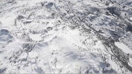 NASA's Airborne Snow Observatory is two instruments combined that provides information on every patch of snow, including how deep it is and how fast it's melting. This is a frame from an animation.