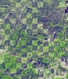 Logging operations have left a striking checkerboard pattern in the landscape along the Idaho-Montana border, sandwiched between Clearwater and Bitterroot National Forests as seen in this image acquired by NASA's Terra spacecraft.