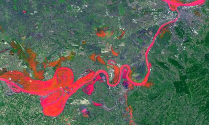 In May 2014, historic floods inundated Serbia and neighboring countries, causing major population displacements and property destruction. This image was acquired by NASA's Terra spacecraft.