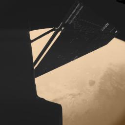 Stunning image taken by the CIVA imaging instrument on Rosetta's Philae lander just 4 minutes before closest approach at a distance of some 1000 km from Mars on Feb. 25, 2007.