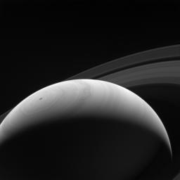 A new day dawns on Saturn as the part of the planet is seen emerging once more into the Sun's light by NASA's Cassini orbiter. With an estimated rotation period of 10 hours and 40 minutes, Saturn's days and nights are much shorter than those on Earth.