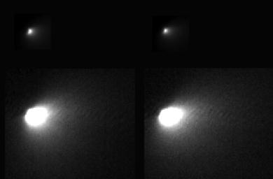 These images were taken of comet C/2013 A1 Siding Spring by NASA's Mars Reconnaissance Orbiter on Oct. 19, 2014, during the comet's close flyby of Mars and the spacecraft.