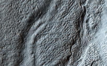 Hellas Crater in the ancient highlands contains some of the clearest evidence on Mars for glacial processes. This image from NASA's Mars Reconnaissance Orbiter shows a number of features consistent with glaciation.