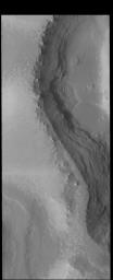 This image captured by NASA's 2001 Mars Odyssey spacecraft shows the layering of the north polar cap.